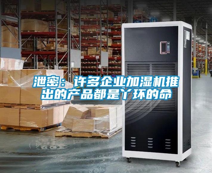 泄密：许多企业加湿机推出的产品都是丫环的命